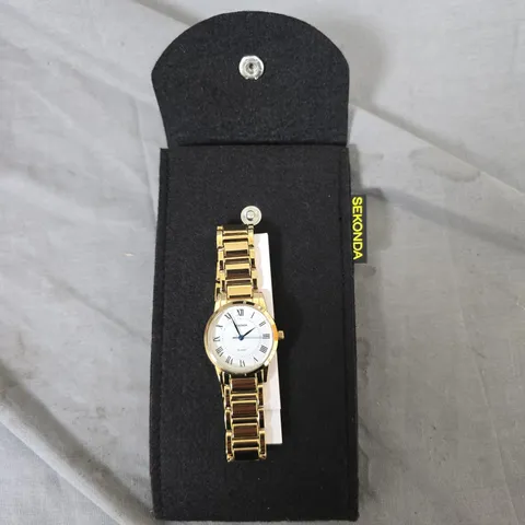 SEKONDA GOLD-TONE BRACELET WATCH WITH ROMAN NUMERALS