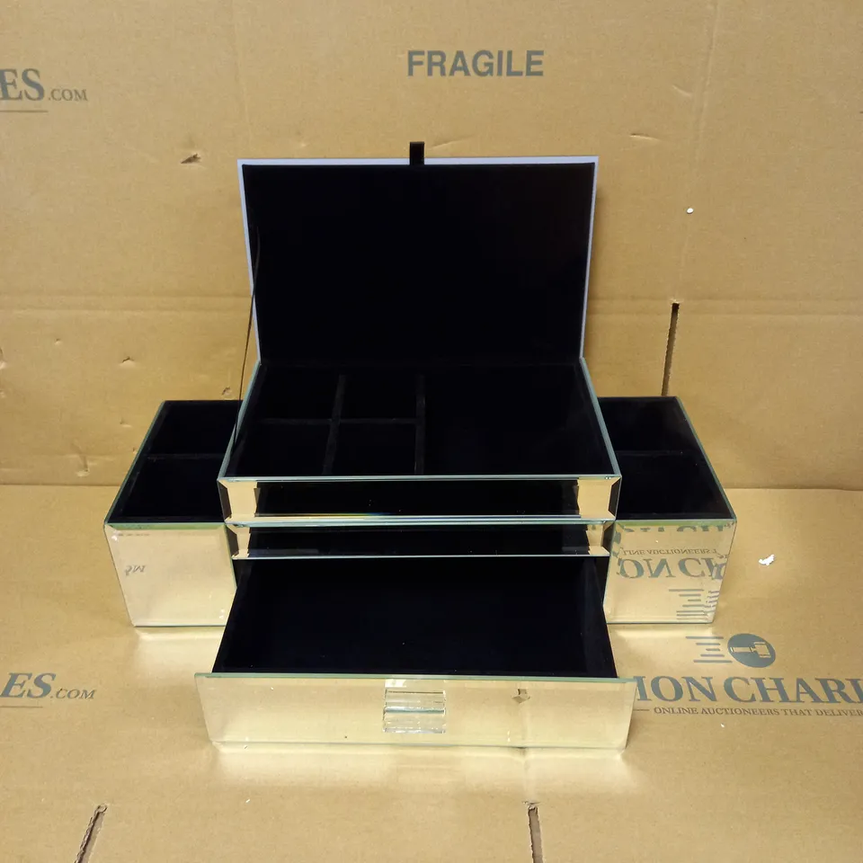 JM BY JULIEN MACDONALD MIRRORED GLASS DRESSING TABLE ORGANISER