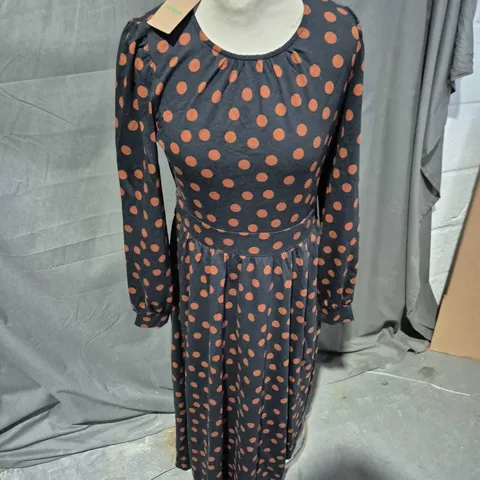 BODEN ALEXANDRA JERSEY MIDI DRESS IN BLACK/BROWN - 10R