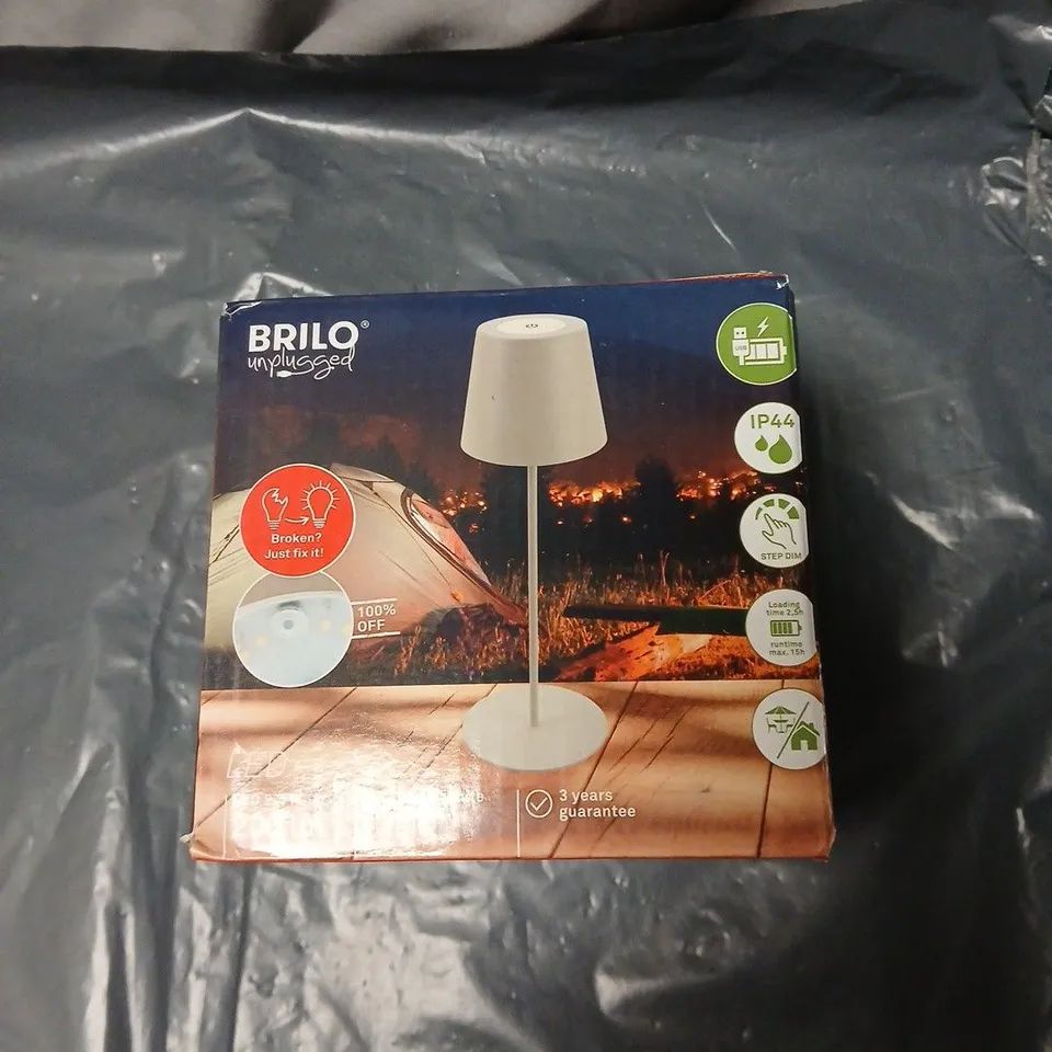 BRILO UNPLUGGED TABLE LAMP – WHITE, 360MM MAX HEIGHT, BOXED