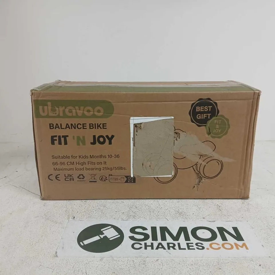 UBRAVOO BALANCE BIKE FIT N JOY CHILDRENS 10 MONTHS TO 36 MONTHS BOXED