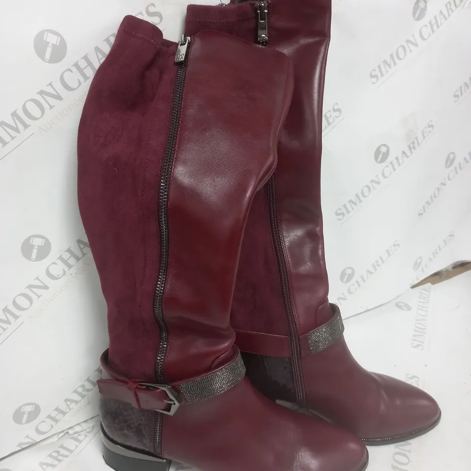BOXED MODA IN PELLE TAMARRA KNEE HIGH BOOTS BURGANDY SIZE 6