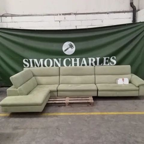 QUALITY DESIGNER ITALIAN MADE MARTINE LARGE FABRIC ELECTRIC RECLINING CORNER SOFA