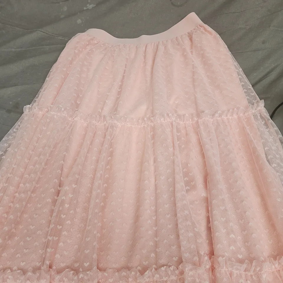 BODEN LADIES LONG SKIRT PINK WITH LACE OVERLAY SIZE 12