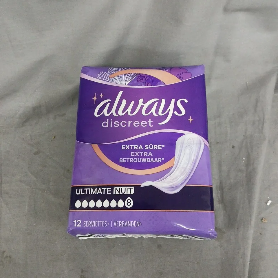 4 X PACKS OF ALWAYS DISCREET EXTRA SECURE PADS - 8