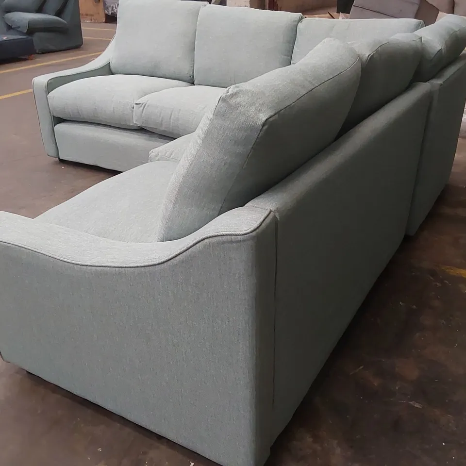 QUALITY DESIGNER CORNER SOFA - DUCK EGG BLUE FABRIC