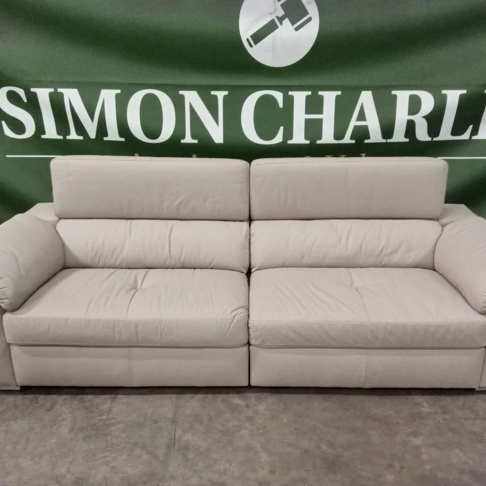 BRADY PREMIUM LEATHER 4 SEATER SOFA - SOFT GREY RRP £1179