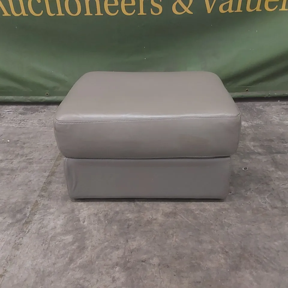 QUALITY DESIGNER ITALIAN MADE LEATHER PORTO STORAGE STOOL - GREY