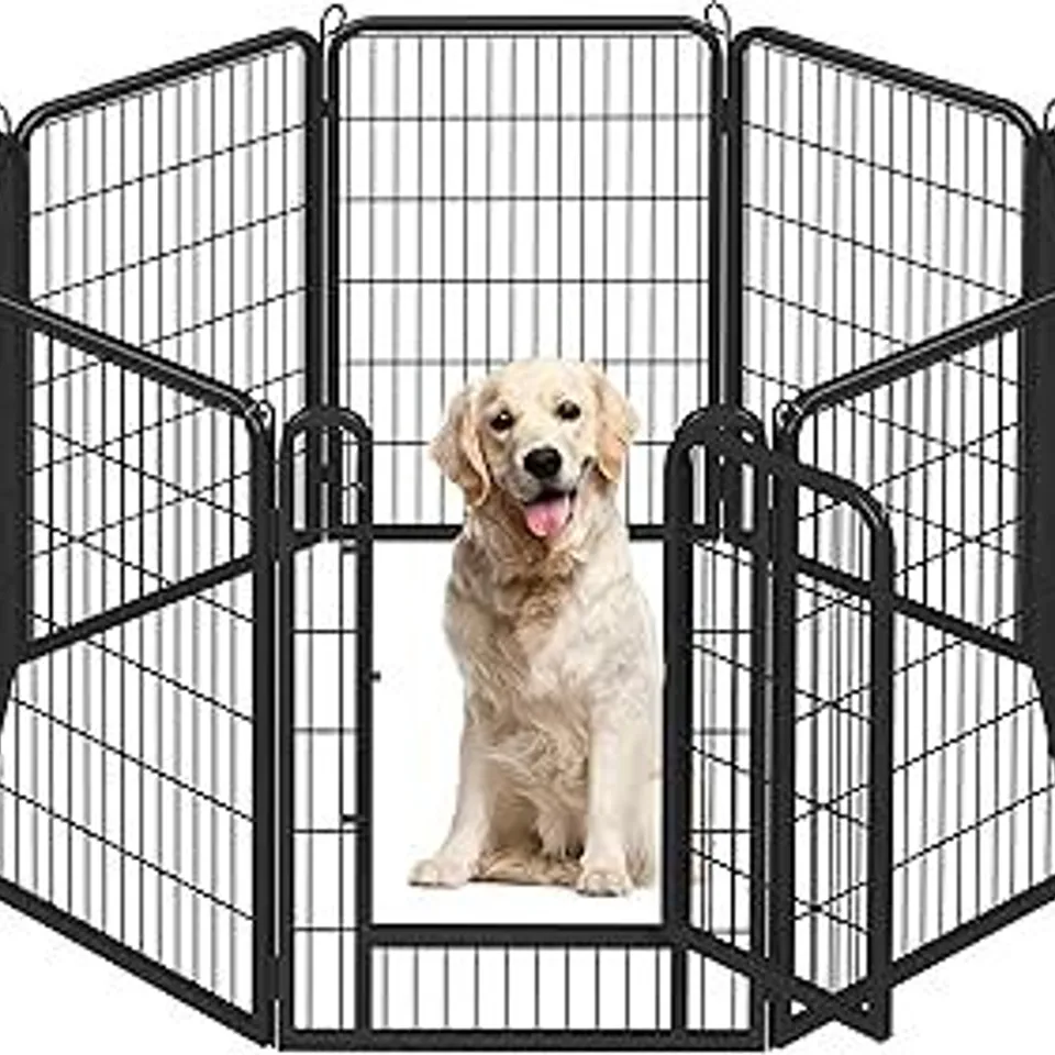 YAHEETECH DOG FENCE ENCLOSURE – BLACK, 6 PIECES