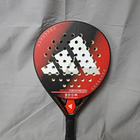 PADEL RACKET - PERFORATED FACE, RED/BLACK DESIGN, WRIST STRAP