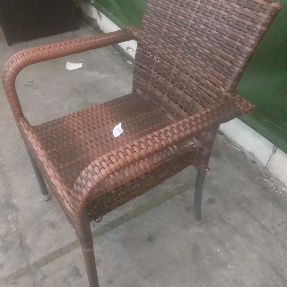 RATTAN EFFECT GARDEN CHAIR BROWN 