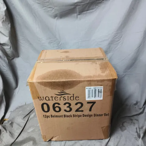 WATERSIDE BELMONT BLACK STRIPE DESIGN DINNER SET – 12PC (BOXED)