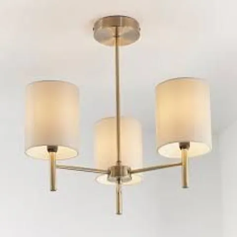 BOXED ENDON 3 LIGHT CEILING FITTING IN ANTIQUE BRASS
