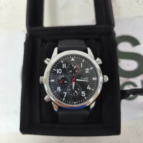 TIME BERLIN CHRONOGRAPH WATCH – BLACK DIAL, BLACK RUBBER STRAP 
