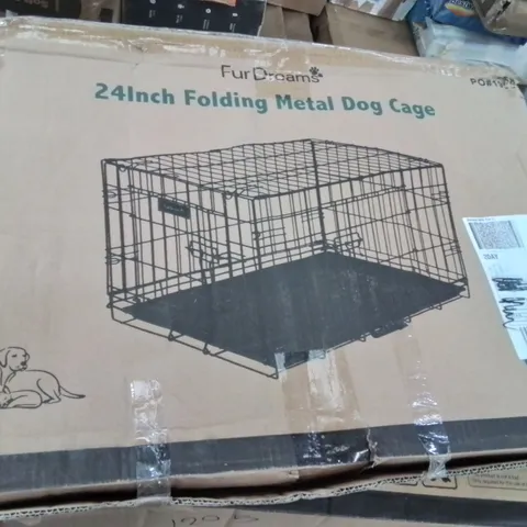 BOXED 24INCH FOLDING METAL DOG CAGE