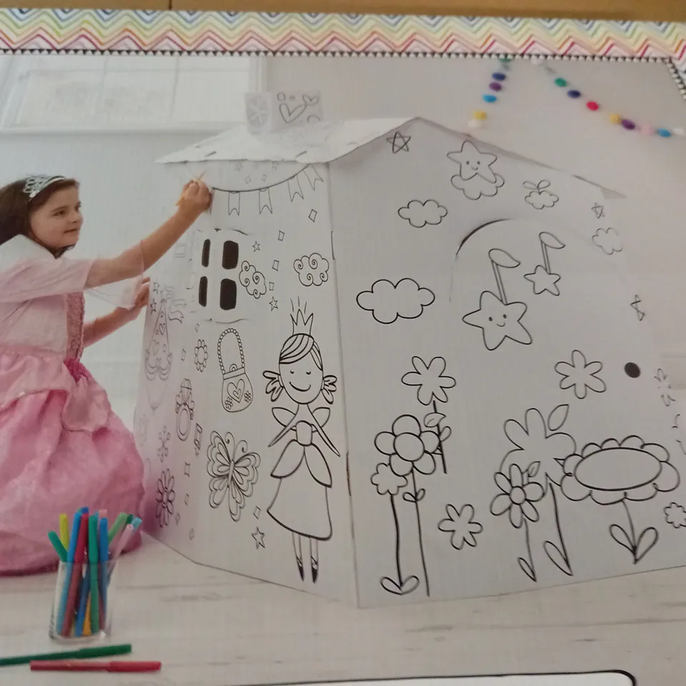 COLOUR IN CARDBOARD PLAYHOUSE