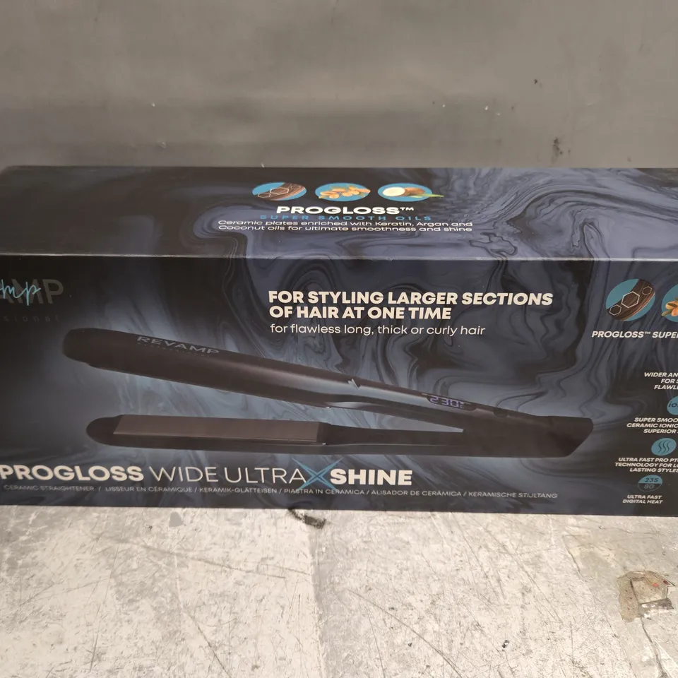 REVAMP PROGLOSS WIDE ULTRA X SHINE CERAMIC HAIR STRAIGHTENER 