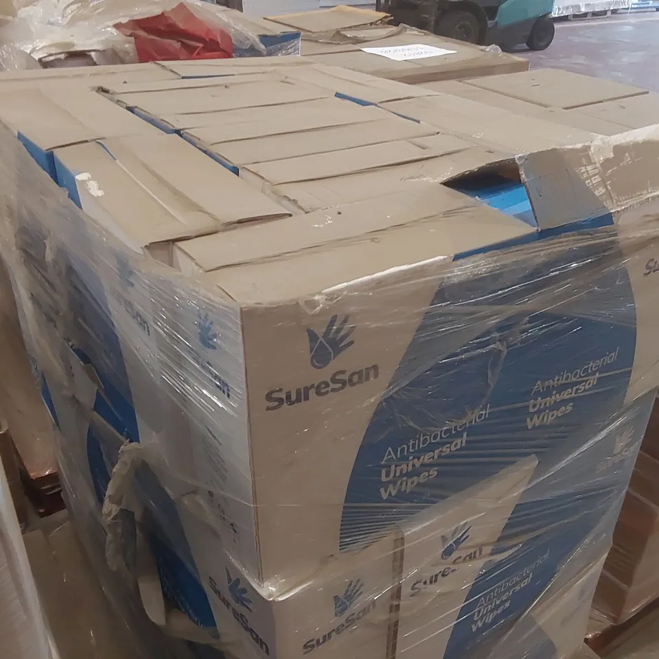PALLET CONTAINING APPROXIMATELY 32x BOXES OF 24x 72PCS SURESAN ANTIBACTERIAL WIPES