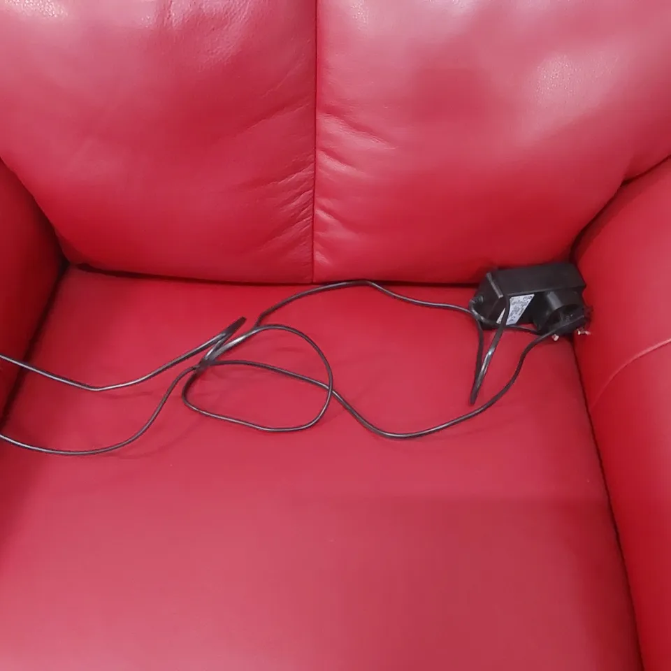 QUALITY DESIGNER RED LEATHER ELECTRIC RECLINER ARMCHAIR