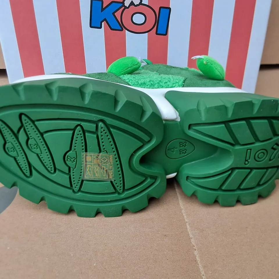 BRAND NEW BOXED KOI KETNIPZ BEANZILLA PLATFORM TRAINERS IN GREEN - UK 3