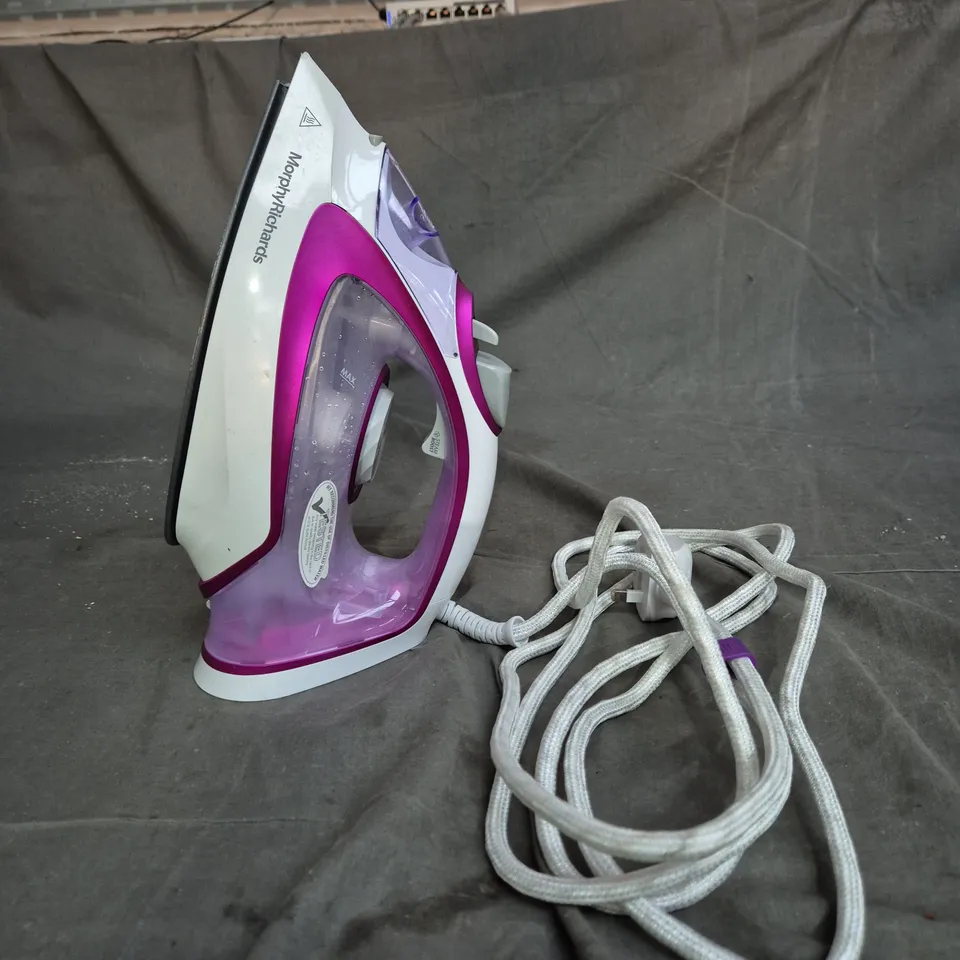 MORPHY RICHARDS STEAM IRON – PURPLE & WHITE, TRANSPARENT WATER TANK