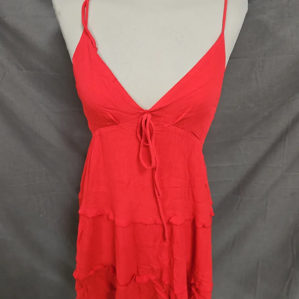 MISS SELFRIDGE TIERED CHEESECLOTH MINI SLIP DRESS IN RED SIZE 12