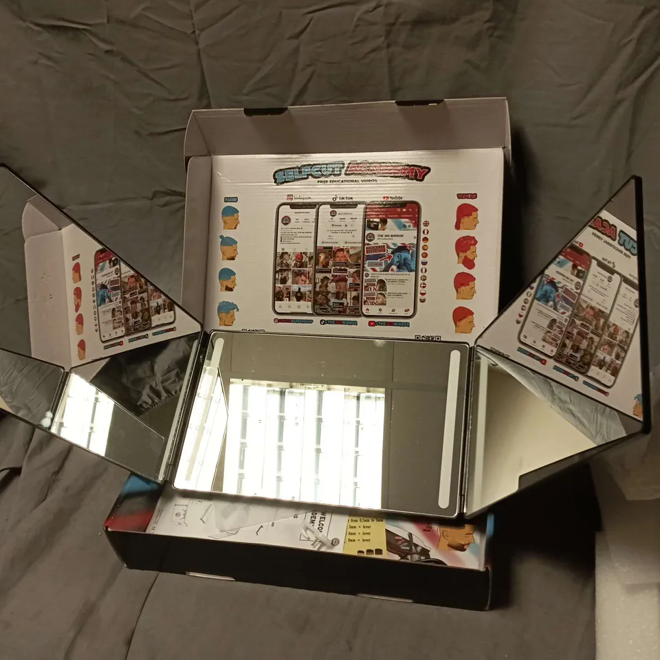 LIPFI'S BARBERSHOP -360 MIRROR - SELF CUT MIRROR SYSTEM WITH LIGHTS