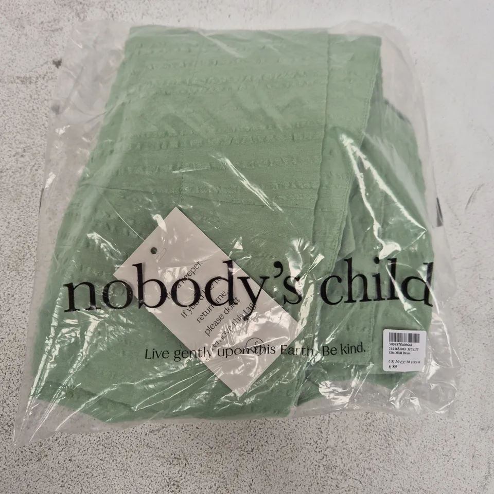BAGGED NOBODYS CHILD ZITA MIDI DRESS IN GREEN - UK 10