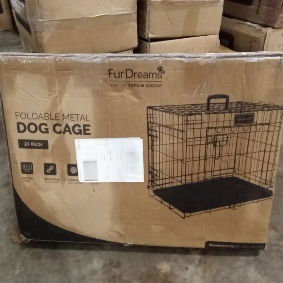 BOXED FUR DREAMS 24" FOLDABLE METAL DOG CAGE