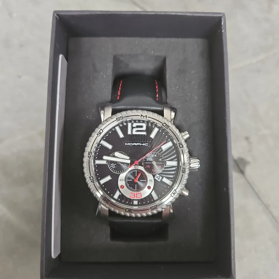 MORPHIC CHRONOGRAPH WATCH – BLACK DIAL, LEATHER STRAP