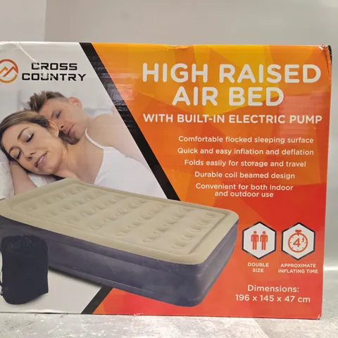 CROSS COUNTRY HIGH RAISED AIR BED W. BUILT-IN ELECTRIC PUMP