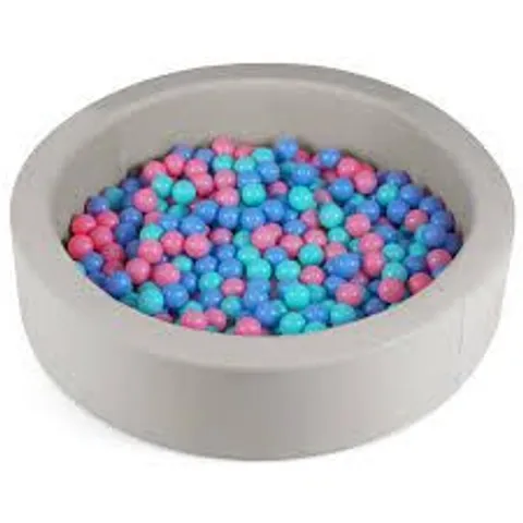 BOXED COSTWAY BALL POOL Φ105 WITH 200 OCEAN BALLS & WASHABLE SYNTHETIC LEATHER COVER - GRAY