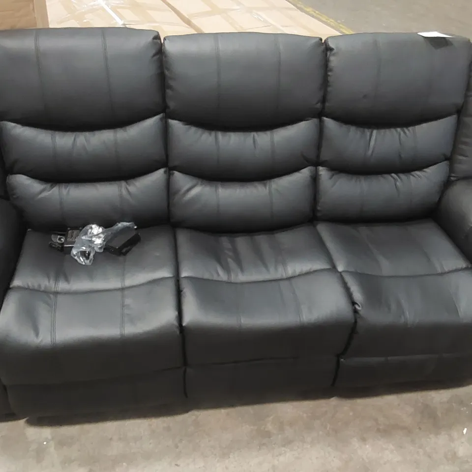 QUALITY DESIGNER 3 SEATER FAUX LEATHER ELECTRIC RECLINER SOFA - BLACK