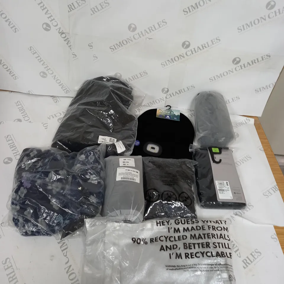 LARGE BOX OF ASSORTED CLOTHING ITEMS IN VARIOUS COLOURS AND SIZES INCLUDING TROUSERS , TOPS AND JUMPERS 