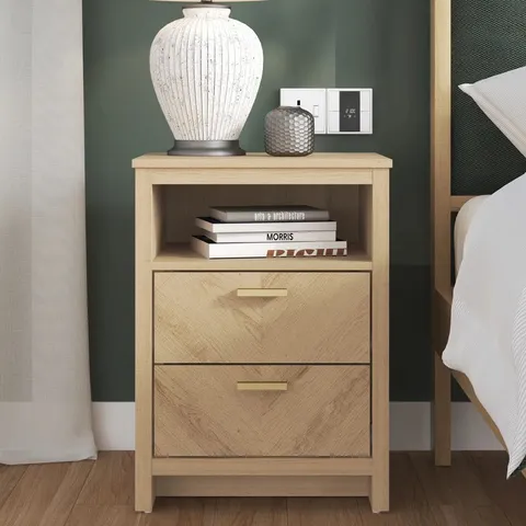 BOXED BONNIE 2 DRAWER BEDSIDE TABLE - OSLO OAK (1 BOX)