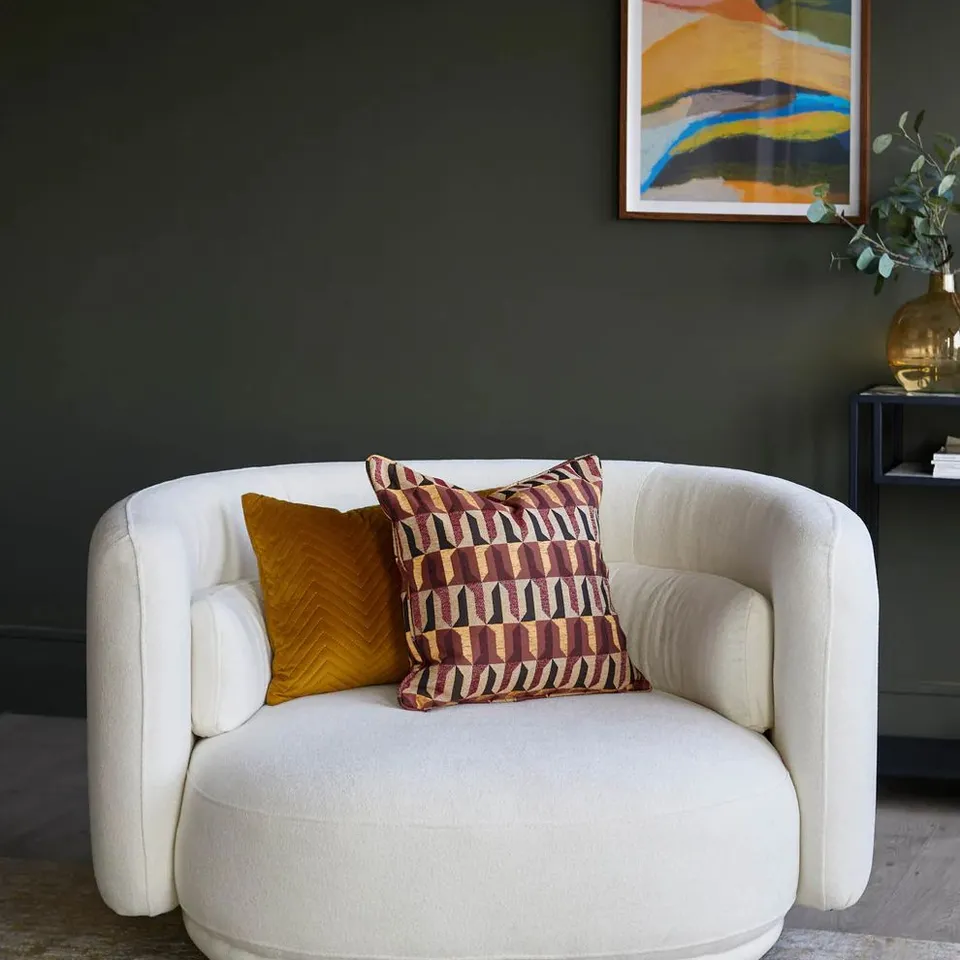 BOXED DANETTI HENRY IVORY BOUCLE SWIVEL LOVE SEAT