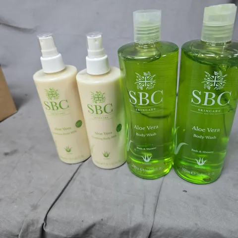 SBC ALOE VERA SKINCARE SET – 4 BOTTLES (2 X BODY MILK, 2 X BATH & SHOWER BODY WASH)