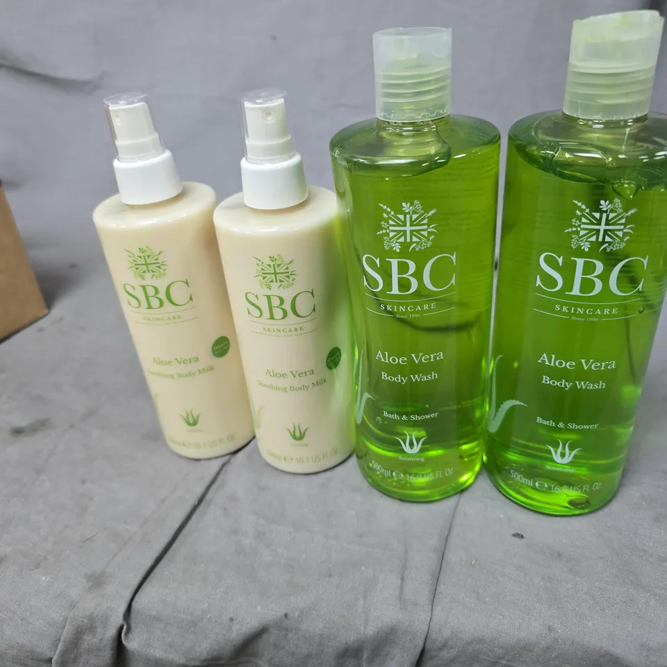 SBC ALOE VERA SKINCARE SET – 4 BOTTLES (2 X BODY MILK, 2 X BATH & SHOWER BODY WASH)