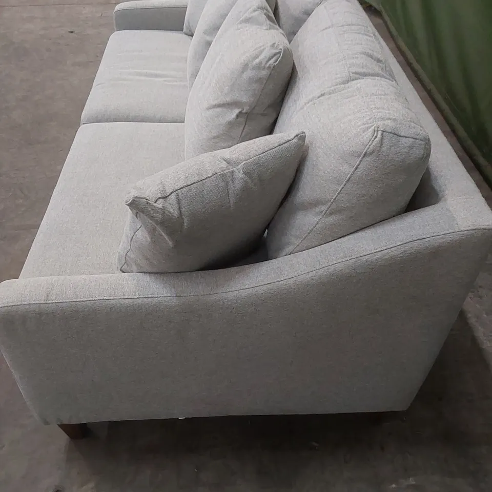 DESIGNER 3 SEATER FABRIC UPHOLSTERED SOFA - GREY