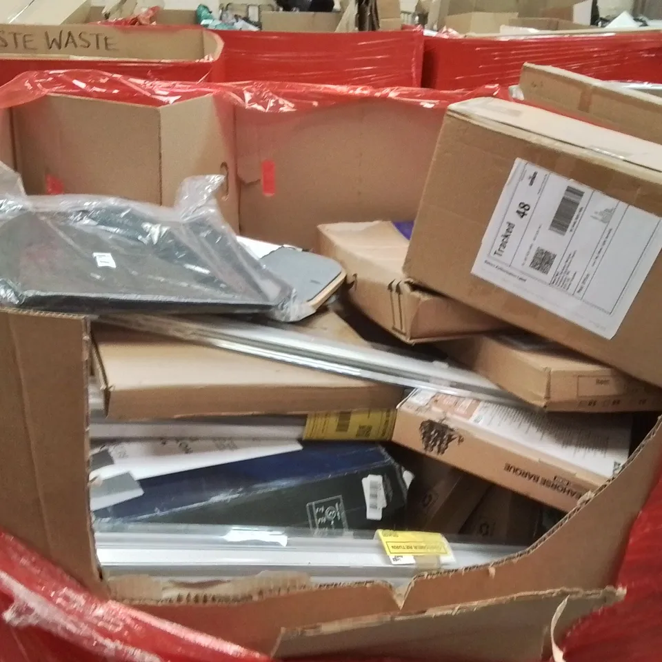 PALLET OF ASSORTED HOUSEHOLD GOODS AND PRODUCTS TO INCLUDE;TOILET SEAT,AXE THROWING TOY,RESISTANCE BANDS