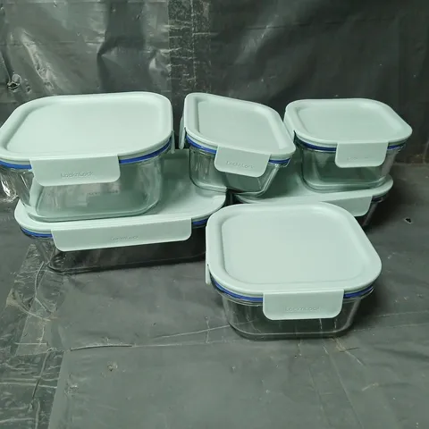 LOCKNLOCK 6 PC GLASSWARE SET WITH LIGHT BLUE LIDS