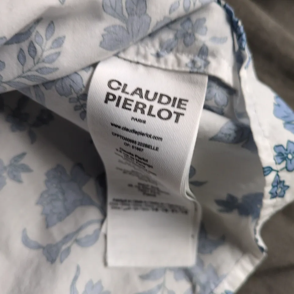CLAUDIE PIERLOT FLORAL PRINT BLOUSE – WHITE WITH BLUE FLOWERS – WOMEN'S CLOTHING 