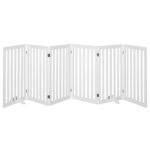 BOXED 60cm 5 PANELS EXPANDABLE PET GATE WITH 2 SUPPORT FEET AND 360° ROTATABLE HINGES - WHITE