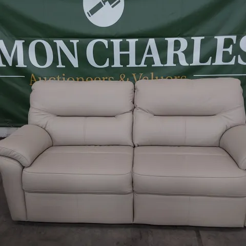 QUALITY BRITISH DESIGNER G PLAN SEATTLE THREE SEATER SOFA CAMBRIDGE STONE LEATHER 