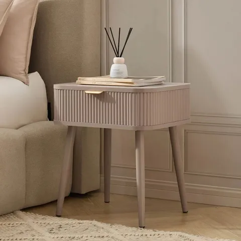 BOXED DUSK HATTIE 1 DRAWER NIGHTSTAND - TAUPE (1 BOX)