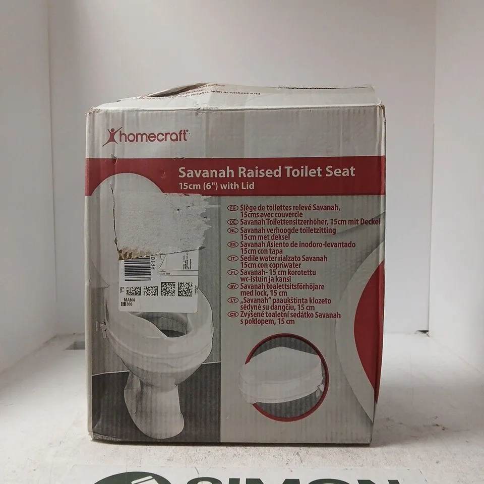 HOMECRAFT SAVANAH RAISED TOILET SEAT – 15CM (6IN) WITH LID