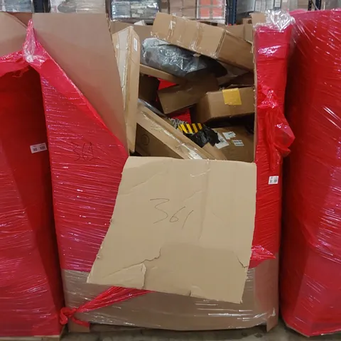 PALLET OF ASSORTED HOUSEHOLD ITEMS AND CONSUMER PRODUCTS TO INCLUDE; BOXED FURNITURE ETC