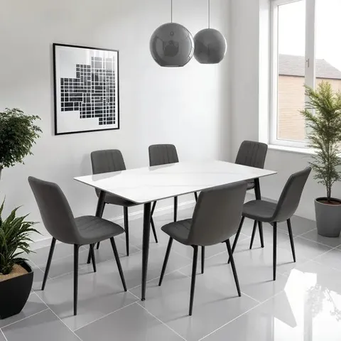 BOXED RIGA RECTANGULAR 6 SEATER DINING TABLE - OFF-WHITE (2 BOXES)