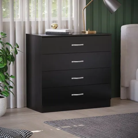 BOXED MAYBERY 4-DRAWER CHEST OF DRAWERS - BLACK (1 BOX)