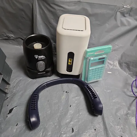 FIVE ASSORTED ELECTRICAL PRODUCTS TO INCLUDE; SMALL FAN, CASIO CALCULATOR, PENSONIC AND EE HH70C